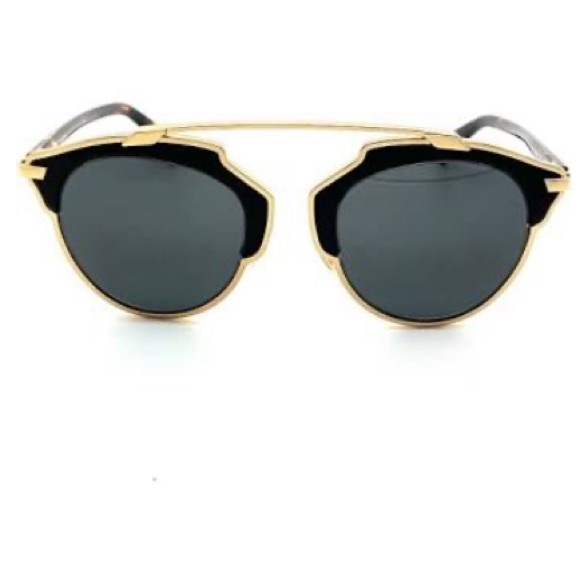 SOLD 🎈CHRISTIAN DIOR So Real Black Gold Leather Aviator Sunglasses Authentic - Picture 7 of 9
